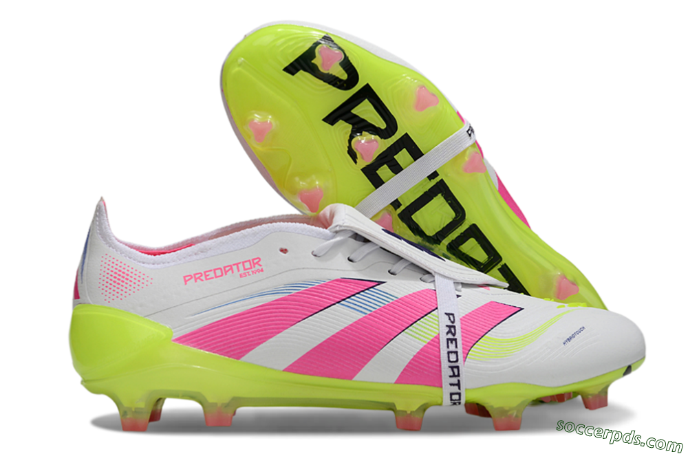 Adidas Predator Elite Foldover Tongue FG Low-Tops Football Boots - White/Pink/Yellow 1