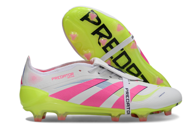 Adidas Predator Elite Foldover Tongue FG Low-Tops Football Boots - White/Pink/Yellow