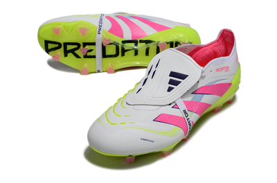 Adidas Predator Elite Foldover Tongue FG Low-Tops Football Boots - White/Pink/Yellow