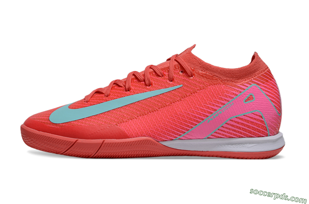 Nike Air Zoom Mercurial Vapor 16 Elite IC Low-Tops Football Shoes - Red/Jade/White 2