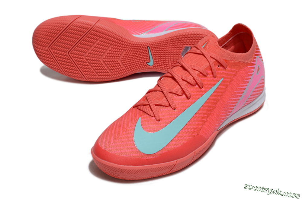 Nike Air Zoom Mercurial Vapor 16 Elite IC Low-Tops Football Shoes - Red/Jade/White 3