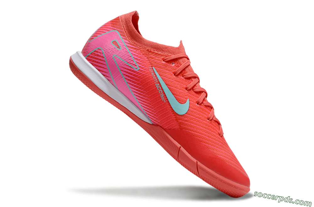 Nike Air Zoom Mercurial Vapor 16 Elite IC Low-Tops Football Shoes - Red/Jade/White 4