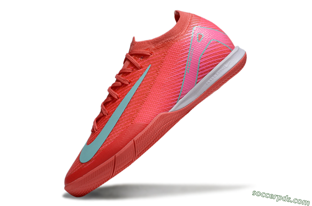 Nike Air Zoom Mercurial Vapor 16 Elite IC Low-Tops Football Shoes - Red/Jade/White 5