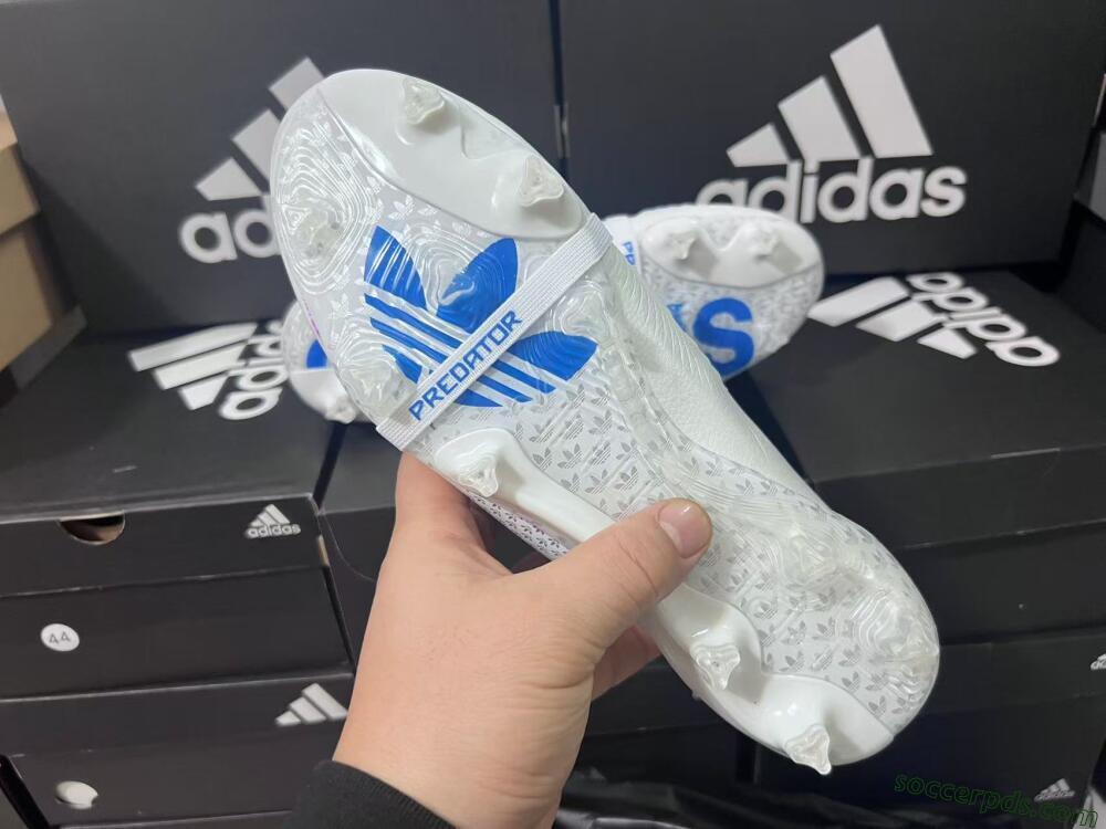 Adidas Predator Elite Foldover Tongue FG Low-Tops Football Boots - Beige/White/Blue