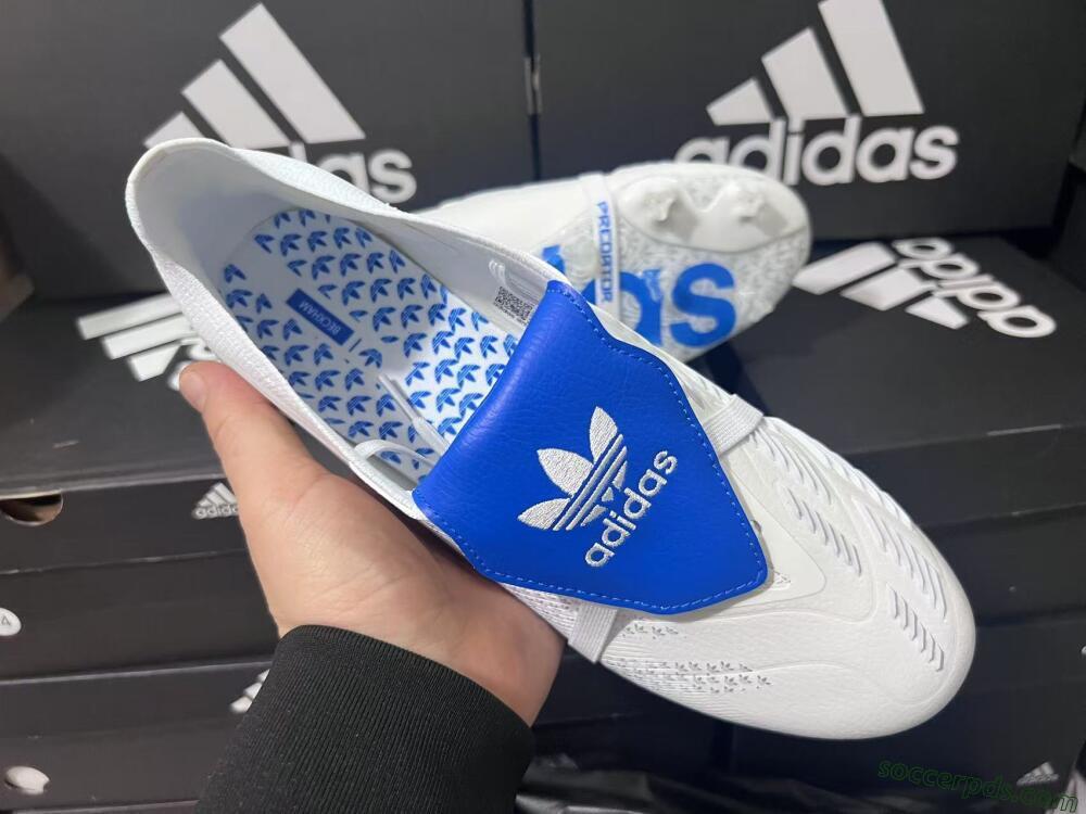 Adidas Predator Elite Foldover Tongue FG Low-Tops Football Boots - Beige/White/Blue