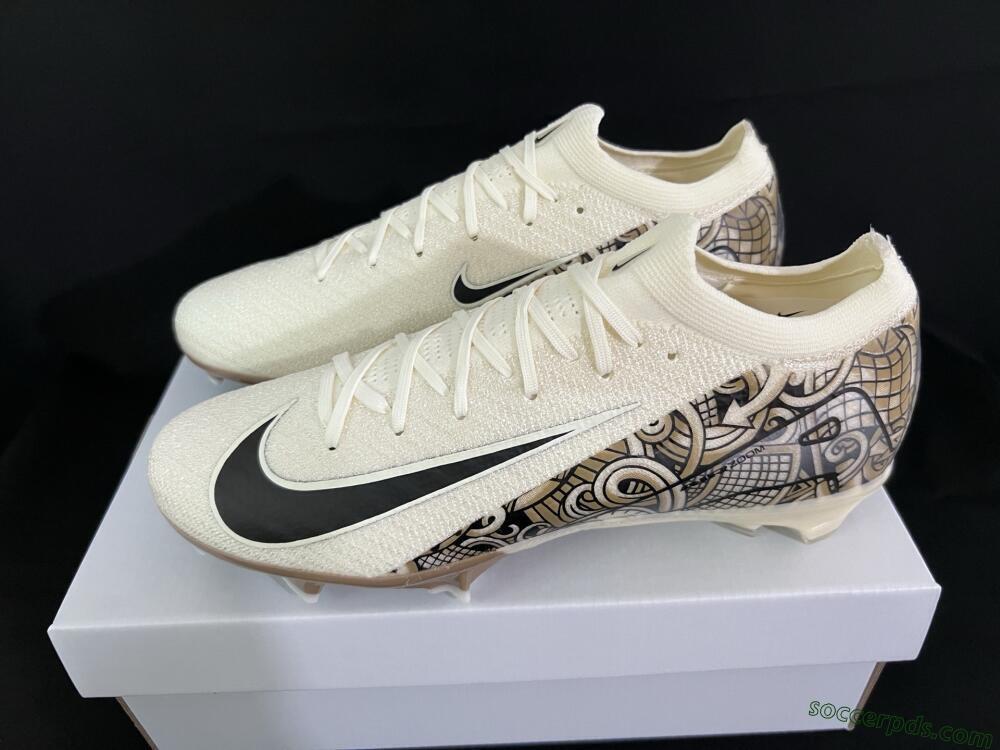 Nike Air Zoom Mercurial Vapor 16 Elite FG Low-Tops Football Boots - Beige/Black/White