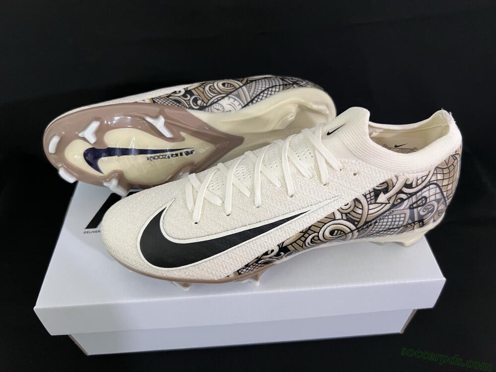 Nike Air Zoom Mercurial Vapor 16 Elite FG Low-Tops Football Boots - Beige/Black/White