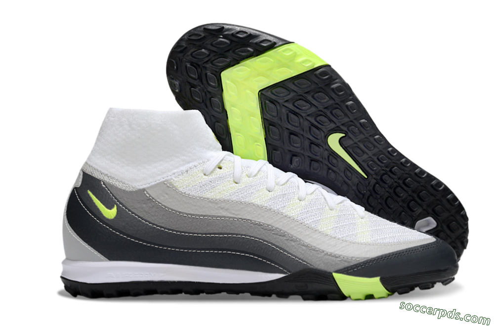 Nike Air Zoom Mercurial Superfly 10 Elite TF High-Tops Football Shoes - White/Grey/Yellow 1