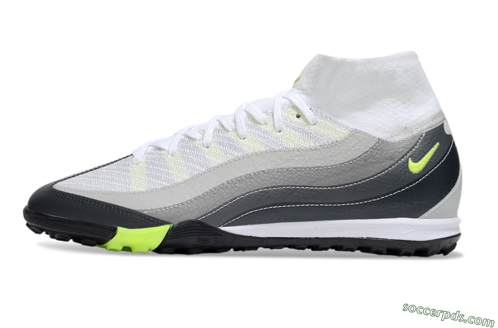 Nike Air Zoom Mercurial Superfly 10 Elite TF High-Tops Football Shoes - White/Grey/Yellow 2