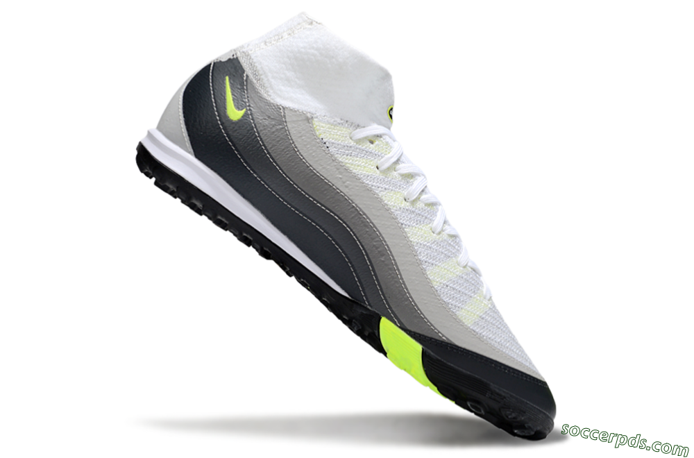 Nike Air Zoom Mercurial Superfly 10 Elite TF High-Tops Football Shoes - White/Grey/Yellow 4