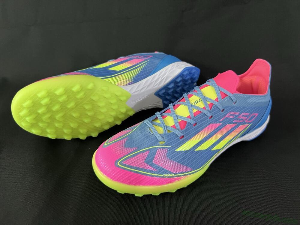 Adidas F50 Elite TF Low-Tops Football Shoes - Blue/Pink/Yellow