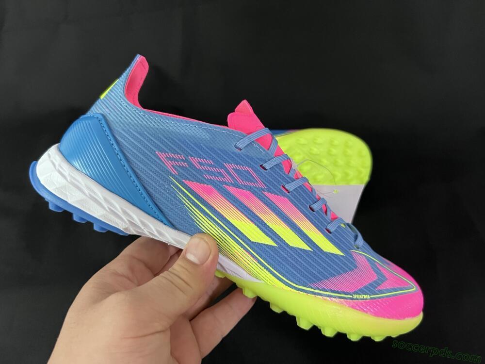 Adidas F50 Elite TF Low-Tops Football Shoes - Blue/Pink/Yellow