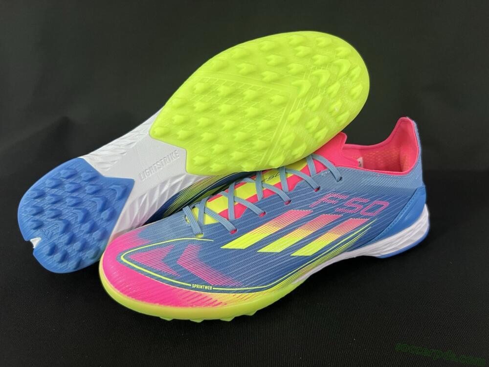 Adidas F50 Pro TF Low-Tops Football Shoes - Blue/Yellow/Pink
