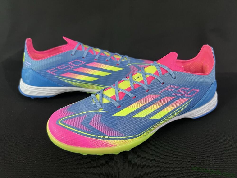 Adidas F50 Pro TF Low-Tops Football Shoes - Blue/Yellow/Pink
