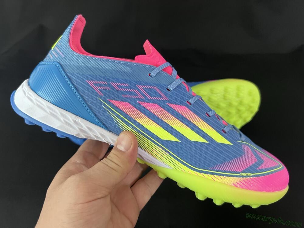 Adidas F50 Pro TF Low-Tops Football Shoes - Blue/Yellow/Pink