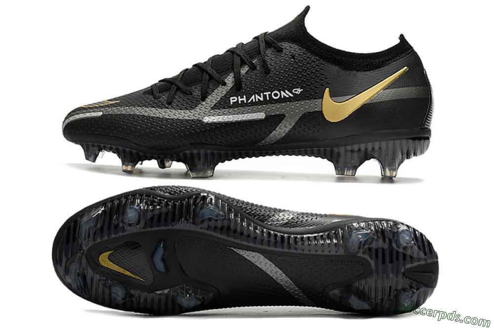 Nike Phantom GT 2 FG Low-Tops Football Boots - Black/Silver/Gold 0