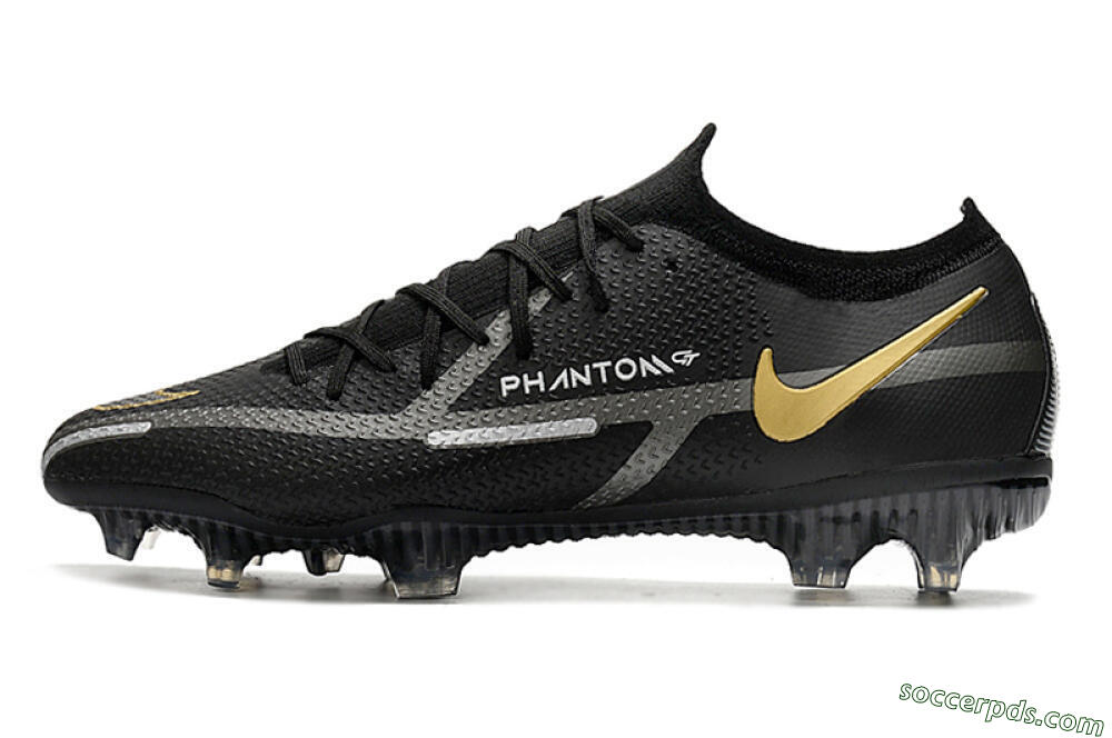 Nike Phantom GT 2 FG Low-Tops Football Boots - Black/Silver/Gold 2