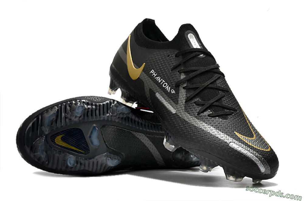 Nike Phantom GT 2 FG Low-Tops Football Boots - Black/Silver/Gold 3