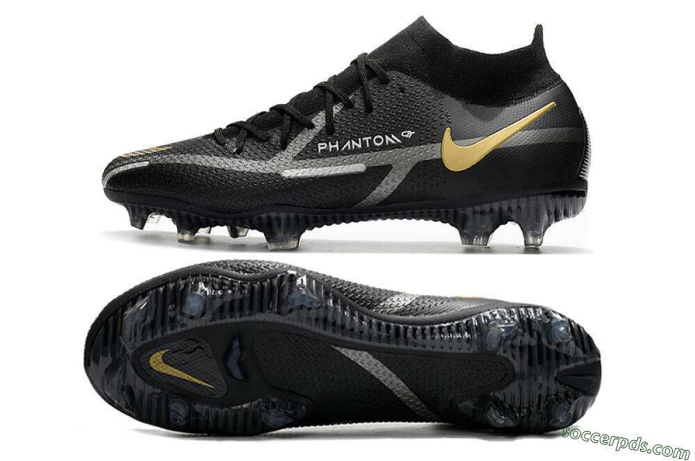 Nike Phantom GT 2 DF FG High-Tops Football Boots - Black/Silver/Gold 0