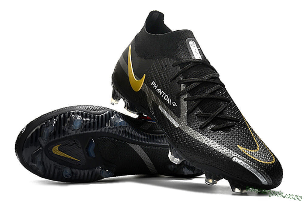 Nike Phantom GT 2 DF FG High-Tops Football Boots - Black/Silver/Gold 3