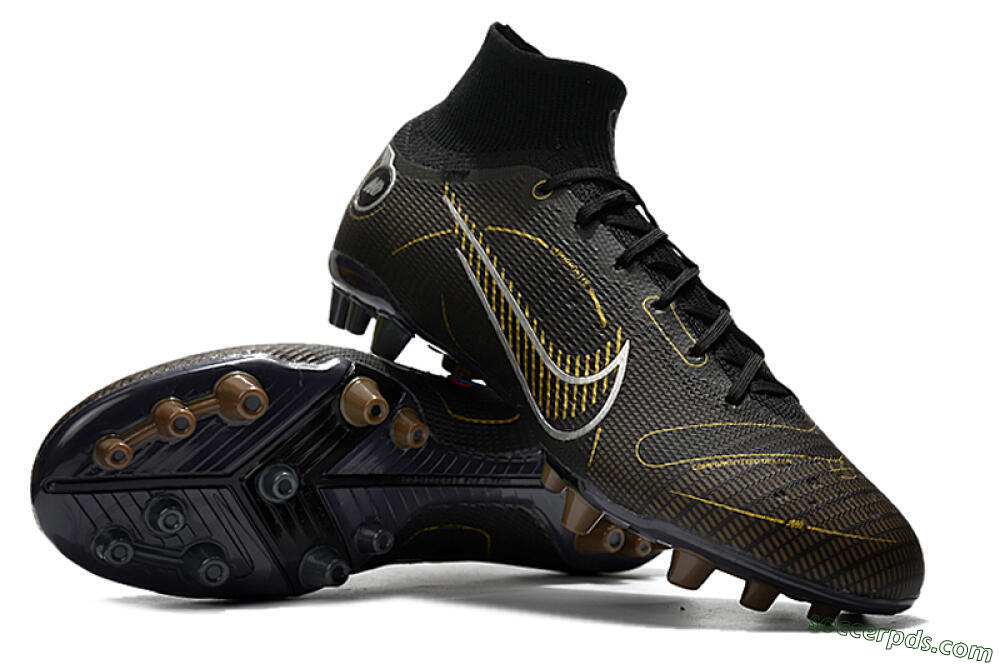 Nike Mercurial Superfly 8 Elite AG High-Tops Football Boots - Black/Gold/White 3