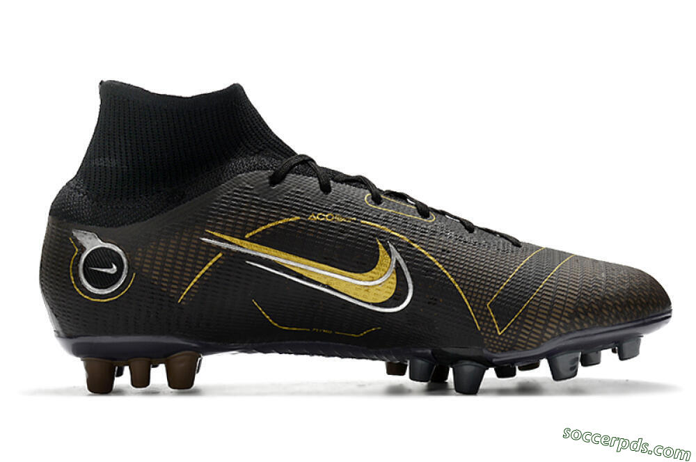 Nike Mercurial Superfly 8 Elite AG High-Tops Football Boots - Black/Gold/White 7