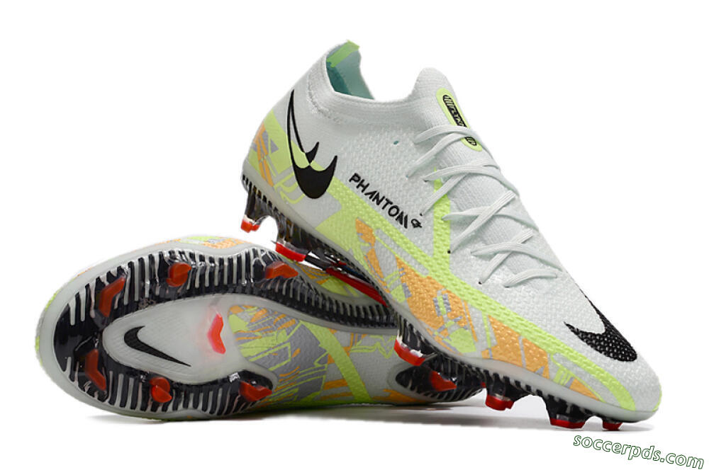 Nike Phantom GT 2 Elite FG Low-Tops Football Boots - White/Green 3