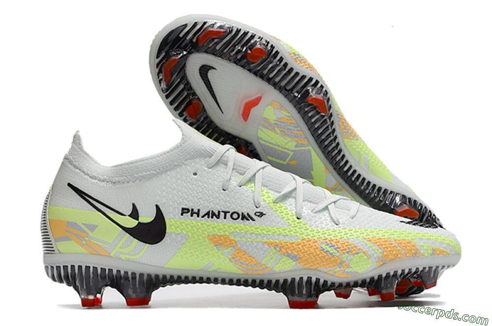 Nike Phantom GT 2 Elite FG Low-Tops Football Boots - White/Green 1