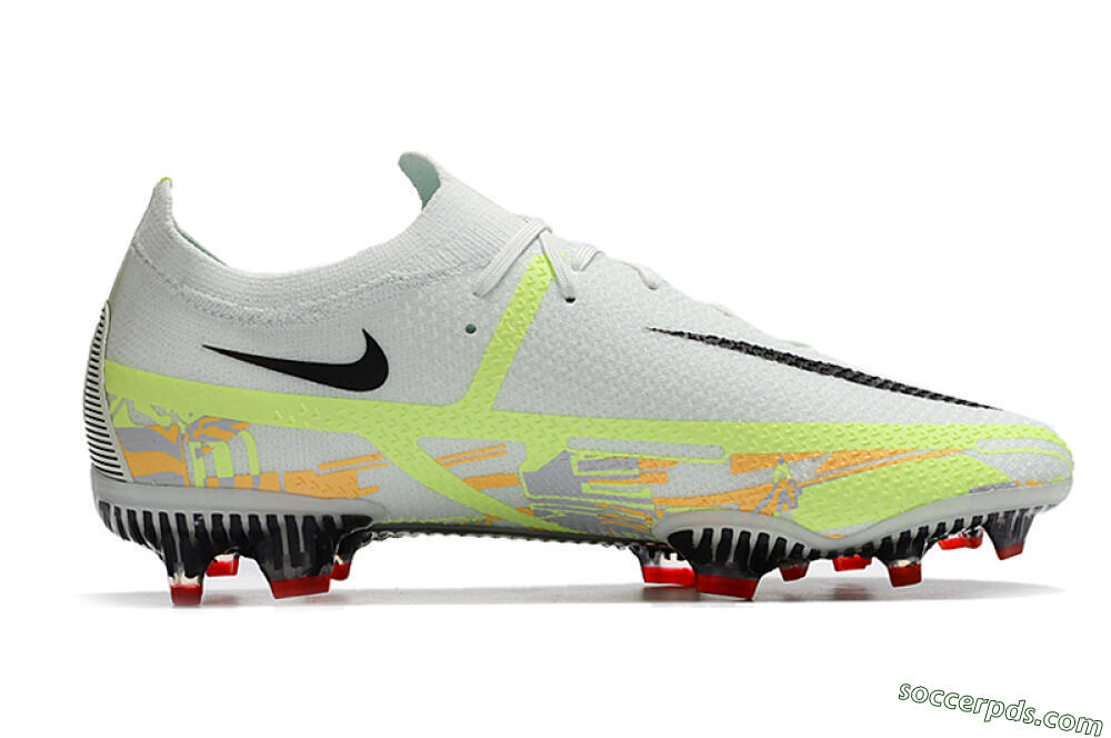 Nike Phantom GT 2 Elite FG Low-Tops Football Boots - White/Green 6