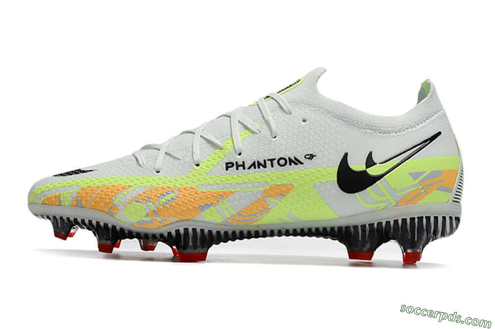 Nike Phantom GT 2 Elite FG Low-Tops Football Boots - White/Green 2