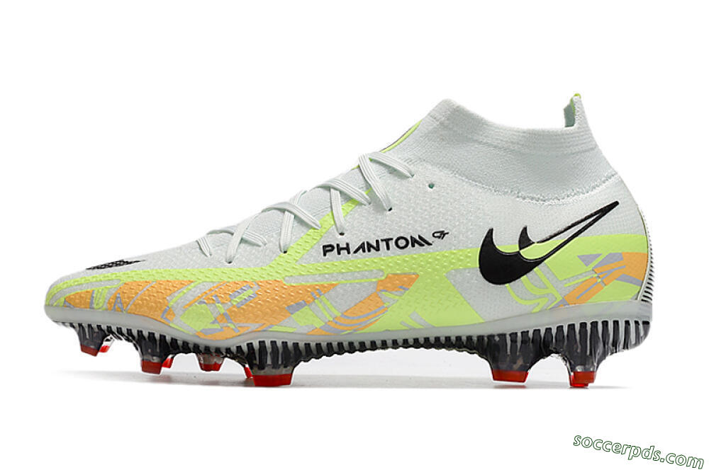 Nike Phantom GT 2 DF Elite FG High-Tops Football Boots - White/Green 2