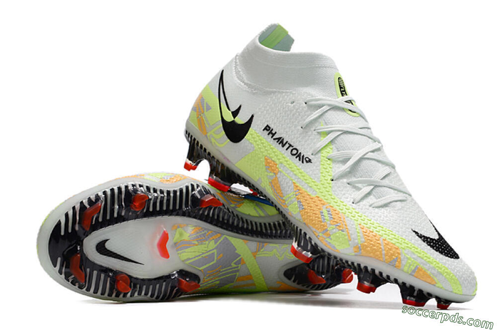 Nike Phantom GT 2 DF Elite FG High-Tops Football Boots - White/Green 3