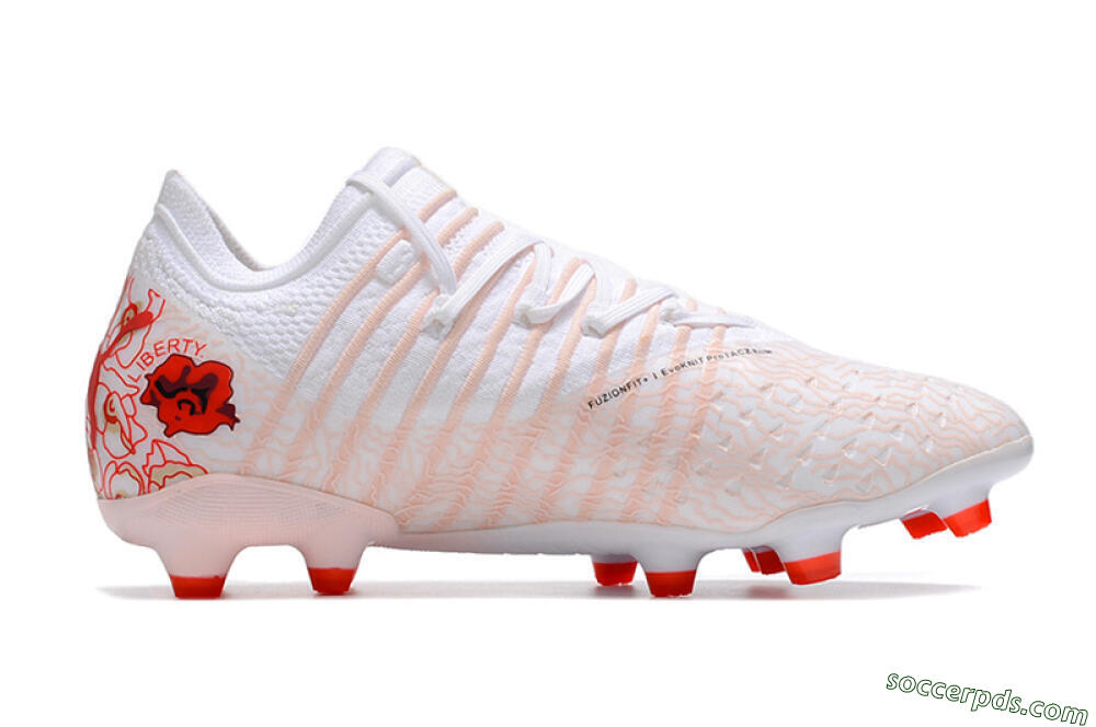 Puma Future Z 1.4 Liberty FG Low-Tops Football Boots - White/Pink/Red 4