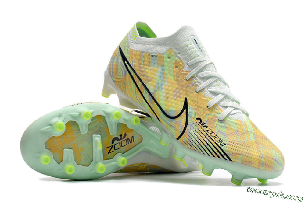 Nike Air Zoom Mercurial Vapor 15 Elite AG Low-Tops Football Boots - White/Green/Orange 3