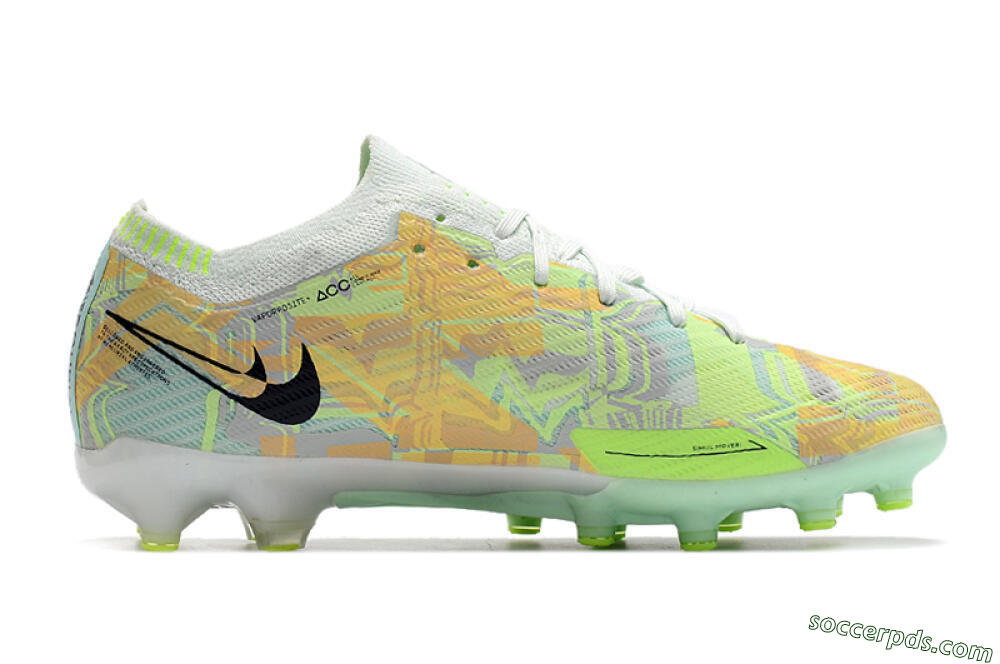 Nike Air Zoom Mercurial Vapor 15 Elite AG Low-Tops Football Boots - White/Green/Orange 7