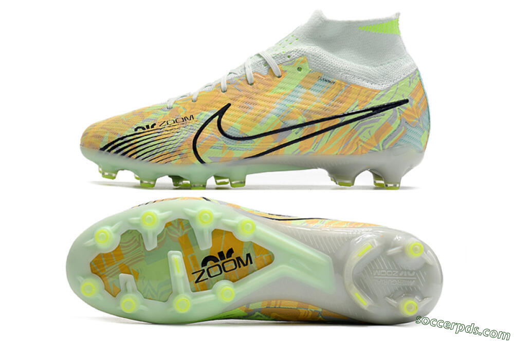 Nike Air Zoom Mercurial Superfly 9 Elite AG High-Tops Football Boots - White/Green/Orange 0