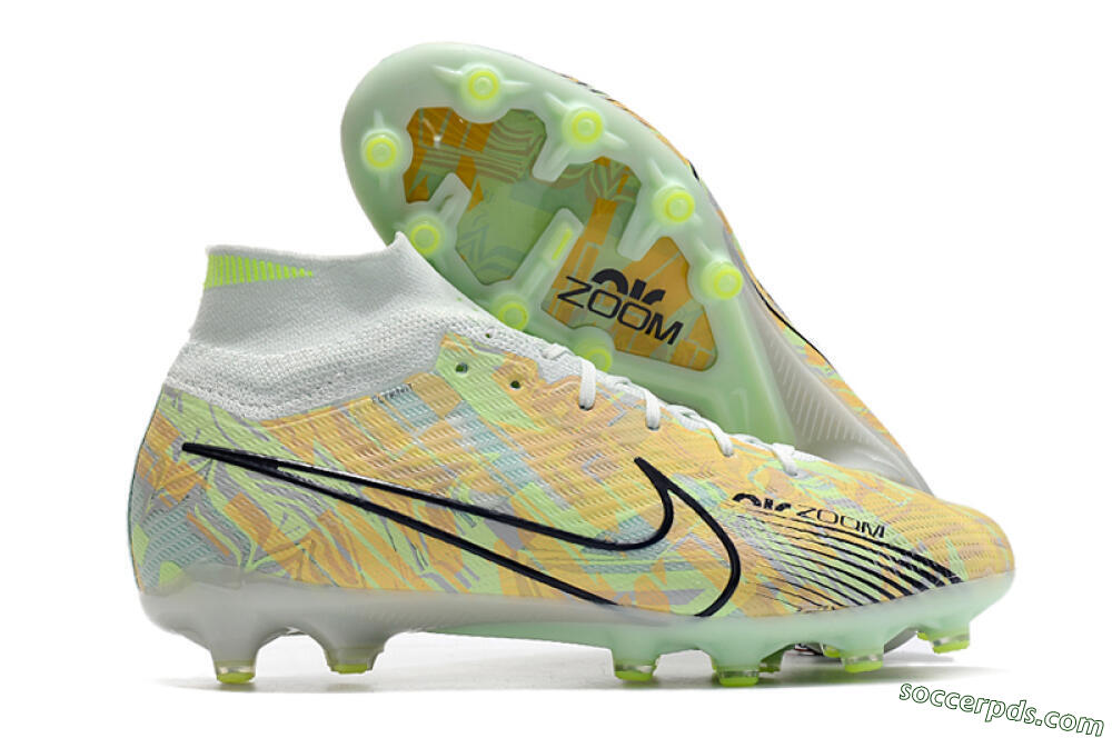 Nike Air Zoom Mercurial Superfly 9 Elite AG High-Tops Football Boots - White/Green/Orange 1
