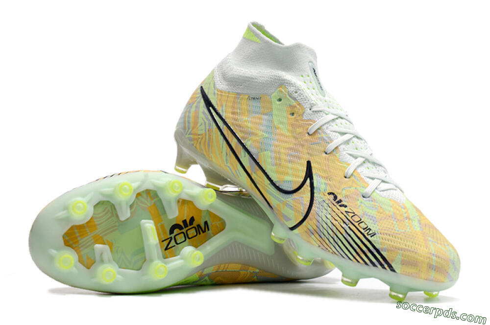 Nike Air Zoom Mercurial Superfly 9 Elite AG High-Tops Football Boots - White/Green/Orange 3
