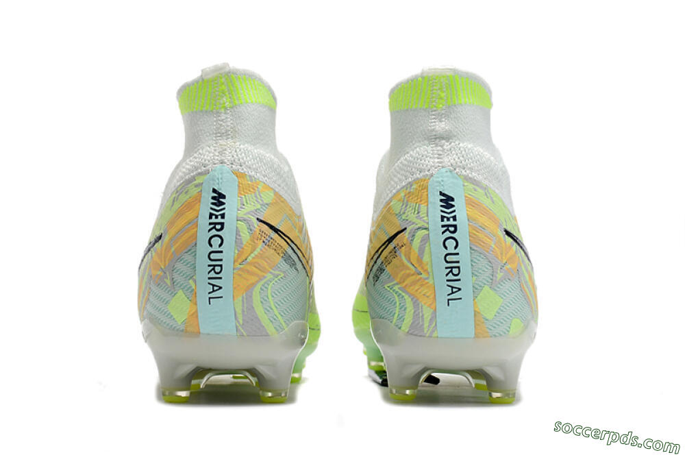 Nike Air Zoom Mercurial Superfly 9 Elite AG High-Tops Football Boots - White/Green/Orange 5