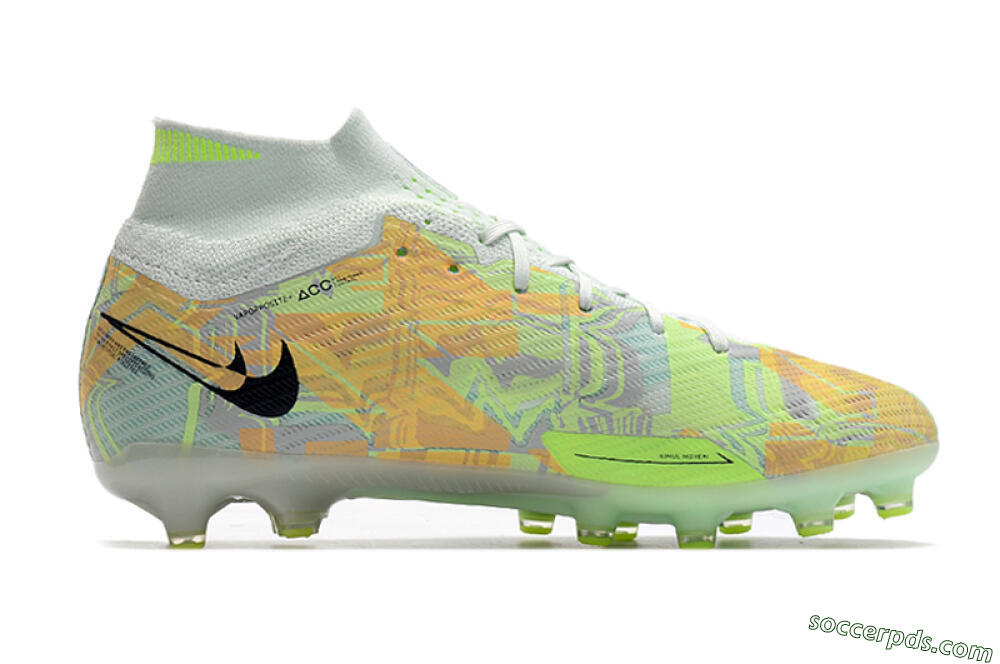 Nike Air Zoom Mercurial Superfly 9 Elite AG High-Tops Football Boots - White/Green/Orange 7