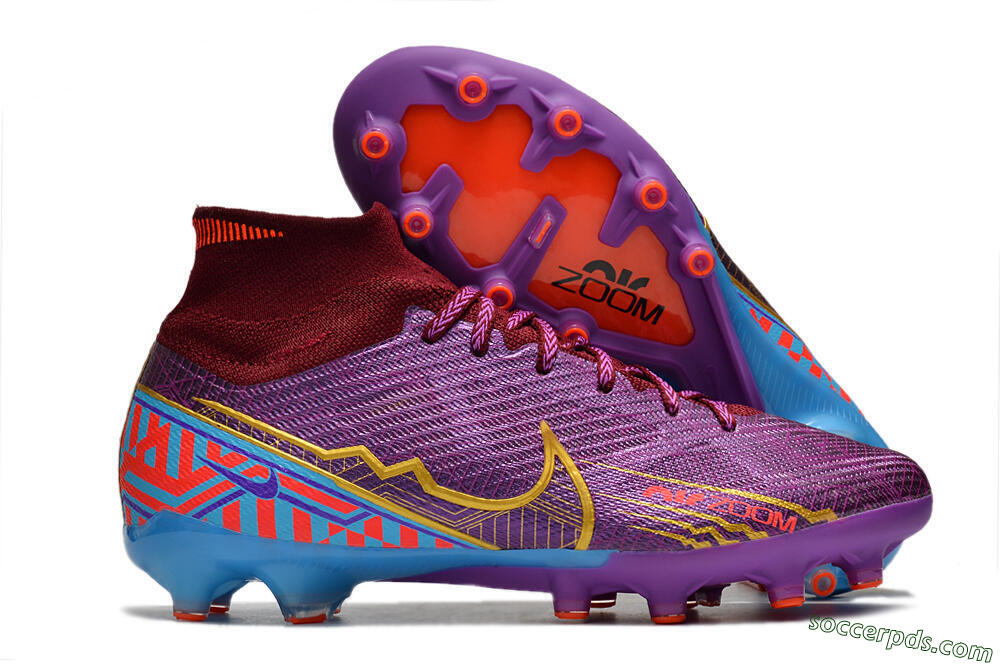 Nike Air Zoom Mercurial Superfly 9 Elite AG High-Tops Football Boots - Red/Gold/Blue 1