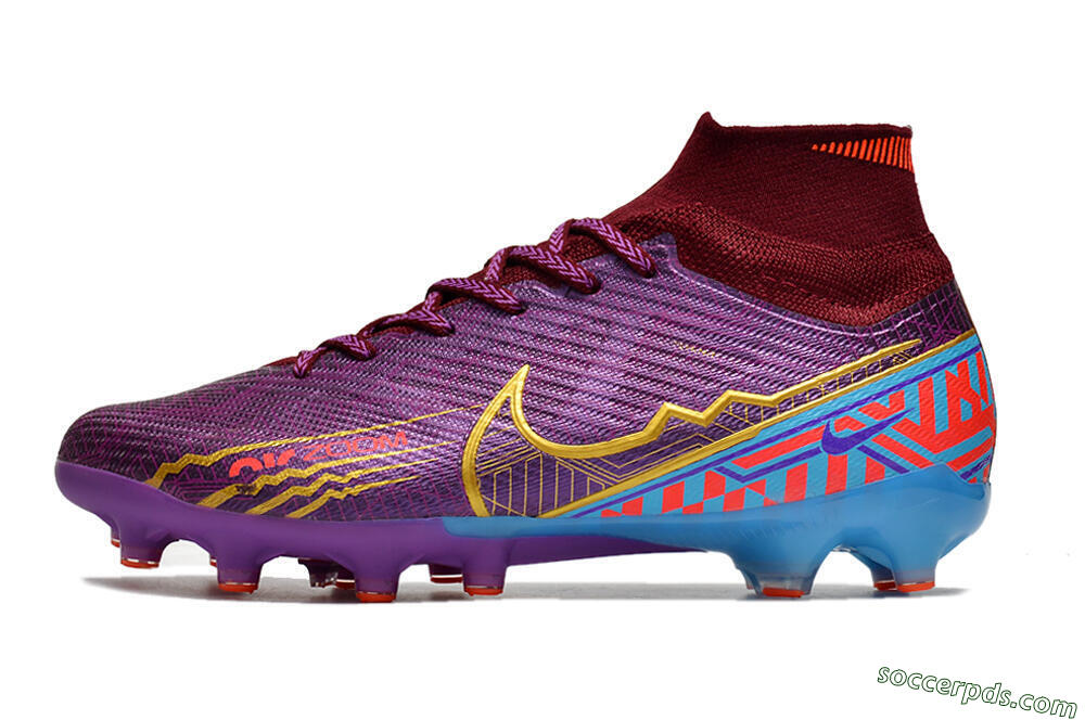 Nike Air Zoom Mercurial Superfly 9 Elite AG High-Tops Football Boots - Red/Gold/Blue 2