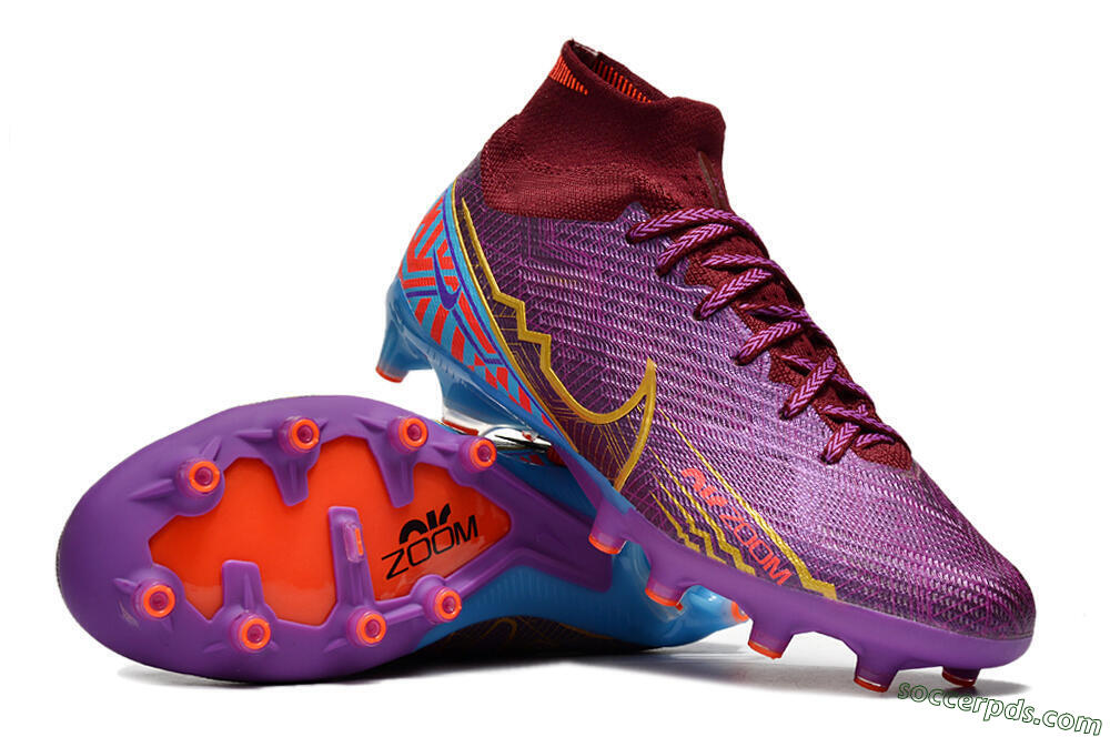 Nike Air Zoom Mercurial Superfly 9 Elite AG High-Tops Football Boots - Red/Gold/Blue 3