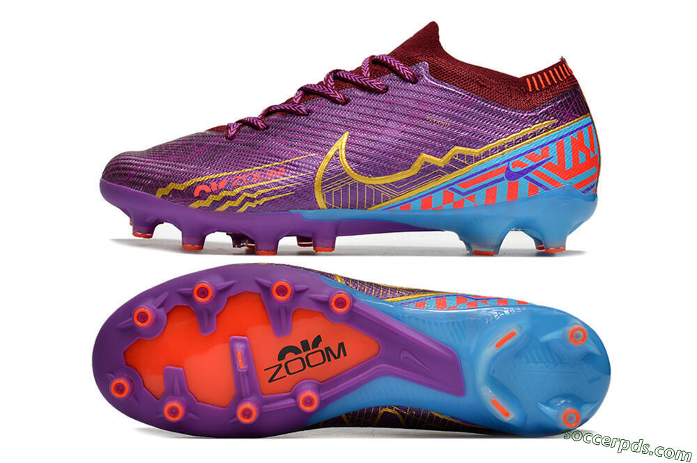 Nike Air Zoom Mercurial Vapor 15 Elite AG Low-Tops Football Boots - Red/Gold/Blue 0