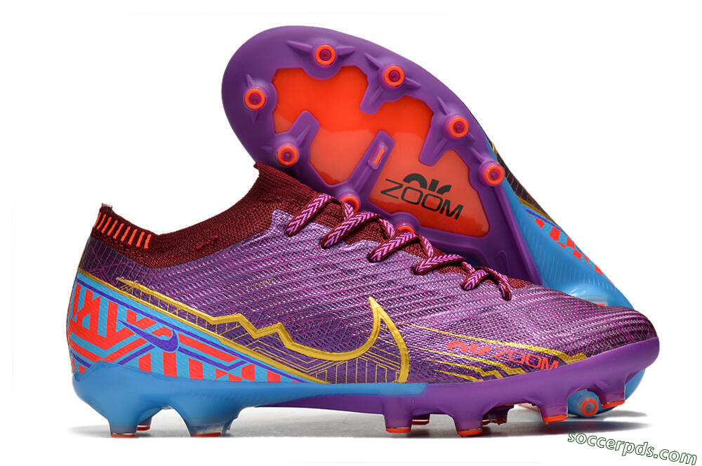 Nike Air Zoom Mercurial Vapor 15 Elite AG Low-Tops Football Boots - Red/Gold/Blue 1