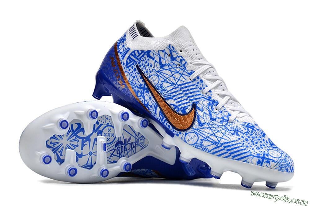 Nike Air Zoom Mercurial Vapor 15 Elite AG Low-Tops Football Boots - Blue/White 3