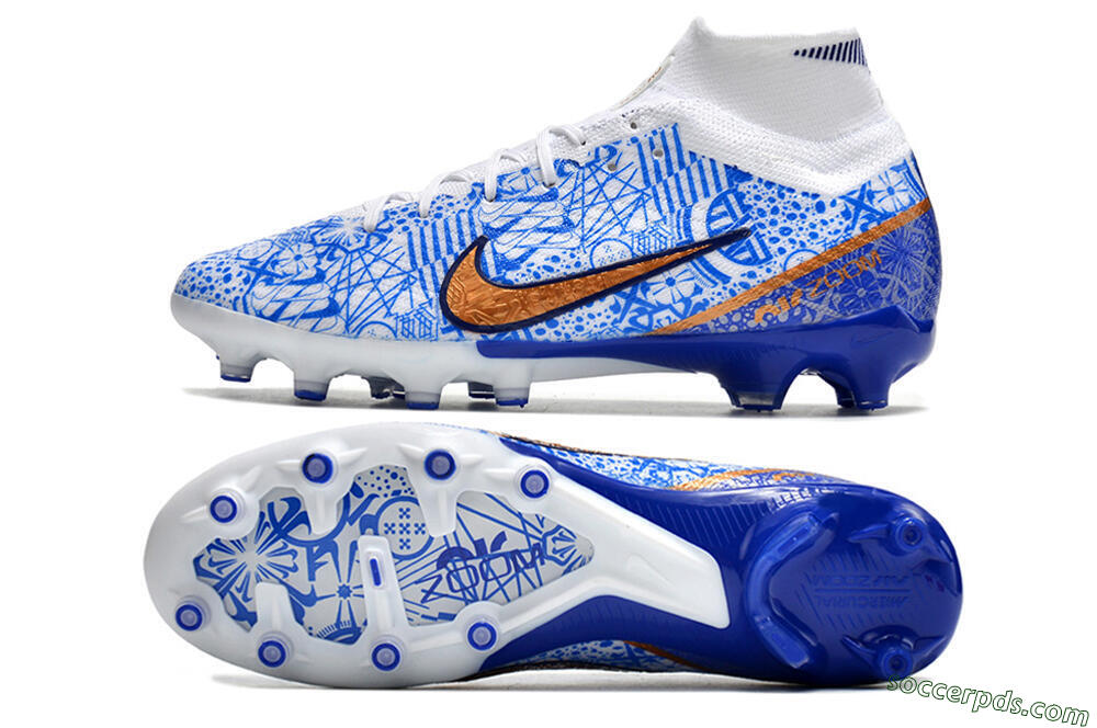 Nike Air Zoom Mercurial Superfly 9 Elite AG High-Tops Football Boots - Blue/White 0