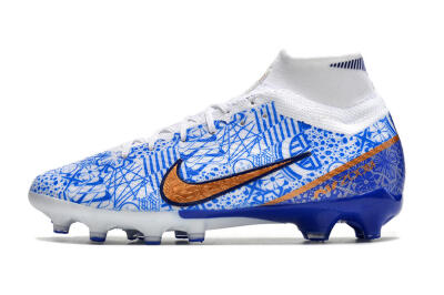 Nike Air Zoom Mercurial Superfly 9 Elite AG High-Tops Football Boots - Blue/White
