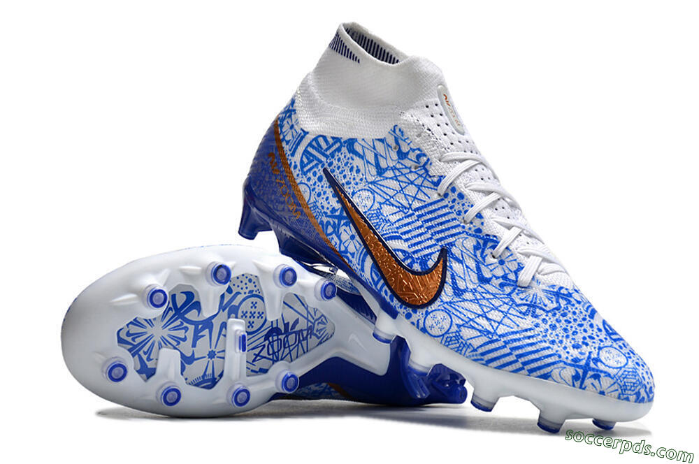 Nike Air Zoom Mercurial Superfly 9 Elite AG High-Tops Football Boots - Blue/White 3