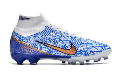 Nike Air Zoom Mercurial Superfly 9 Elite AG High-Tops Football Boots - Blue/White